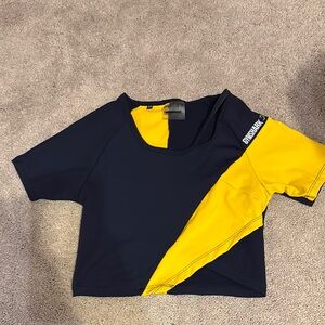 Gymshark Navy and Yellow Crop Top